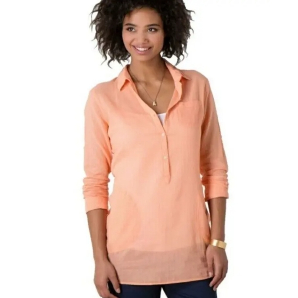 Toad & Co Airbrush Tunic Melon Orange 100% Organic Cotton Size M